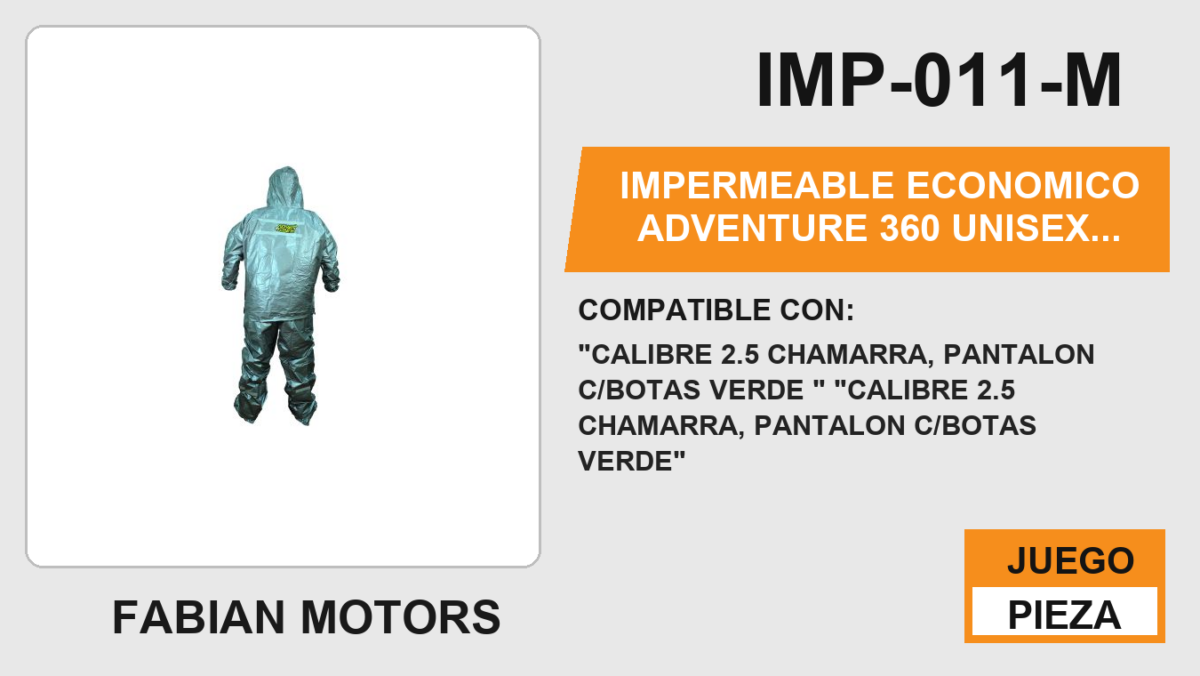 IMPERMEABLE ECONOMICO ADVENTURE 360 UNISEX TALLA M