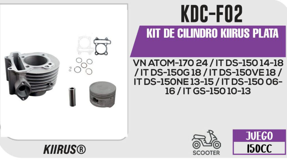 KIT DE CILINDRO PLATA JUEGO: CILINDRO, PERNO, PISTON, ANILLOS, SEGURO, EMPAQUE