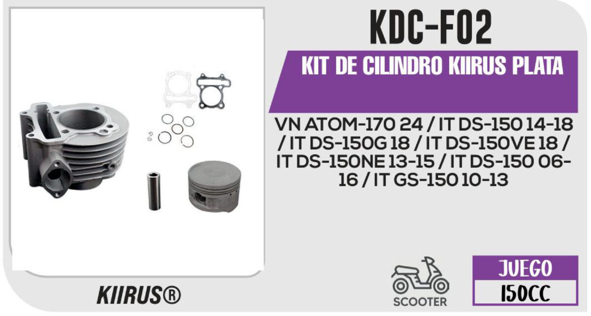 KIT DE CILINDRO PLATA JUEGO: CILINDRO, PERNO, PISTON, ANILLOS, SEGURO, EMPAQUE
