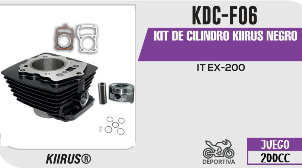 KIT DE CILINDRO NEGRO JUEGO: CILINDRO, PERNO, PISTON, ANILLOS, SEGURO, EMPAQUE