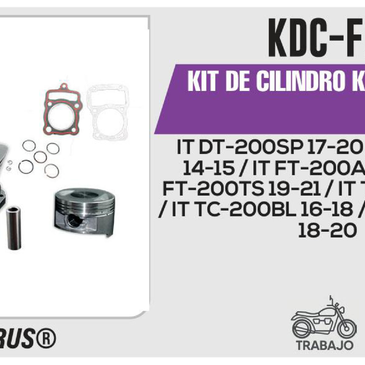 KIT DE CILINDRO NEGRO JUEGO: CILINDRO, PERNO, PISTON, ANILLOS, SEGURO, EMPAQUE