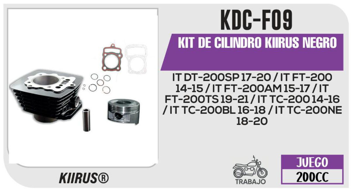 KIT DE CILINDRO NEGRO JUEGO: CILINDRO, PERNO, PISTON, ANILLOS, SEGURO, EMPAQUE