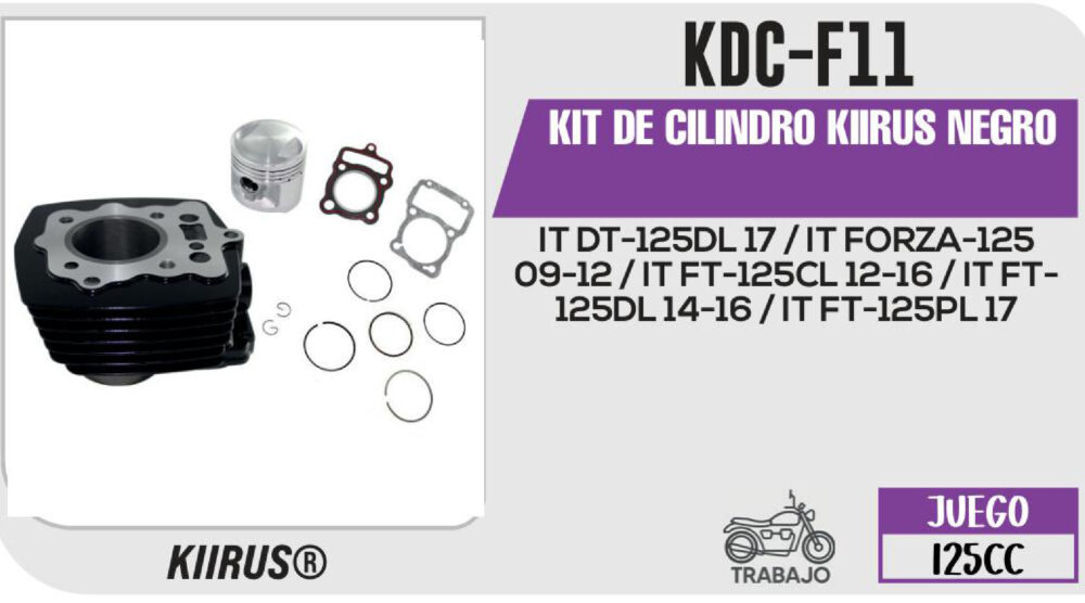 KIT DE CILINDRO NEGRO JUEGO: CILINDRO, PERNO, PISTON, ANILLOS, SEGURO, EMPAQUE