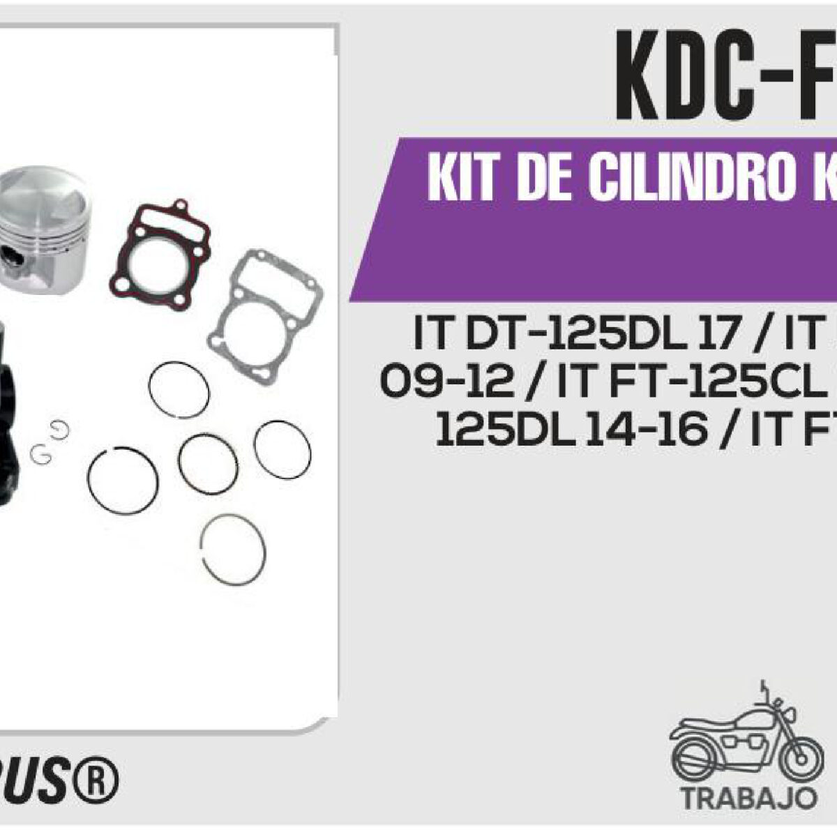 KIT DE CILINDRO NEGRO JUEGO: CILINDRO, PERNO, PISTON, ANILLOS, SEGURO, EMPAQUE