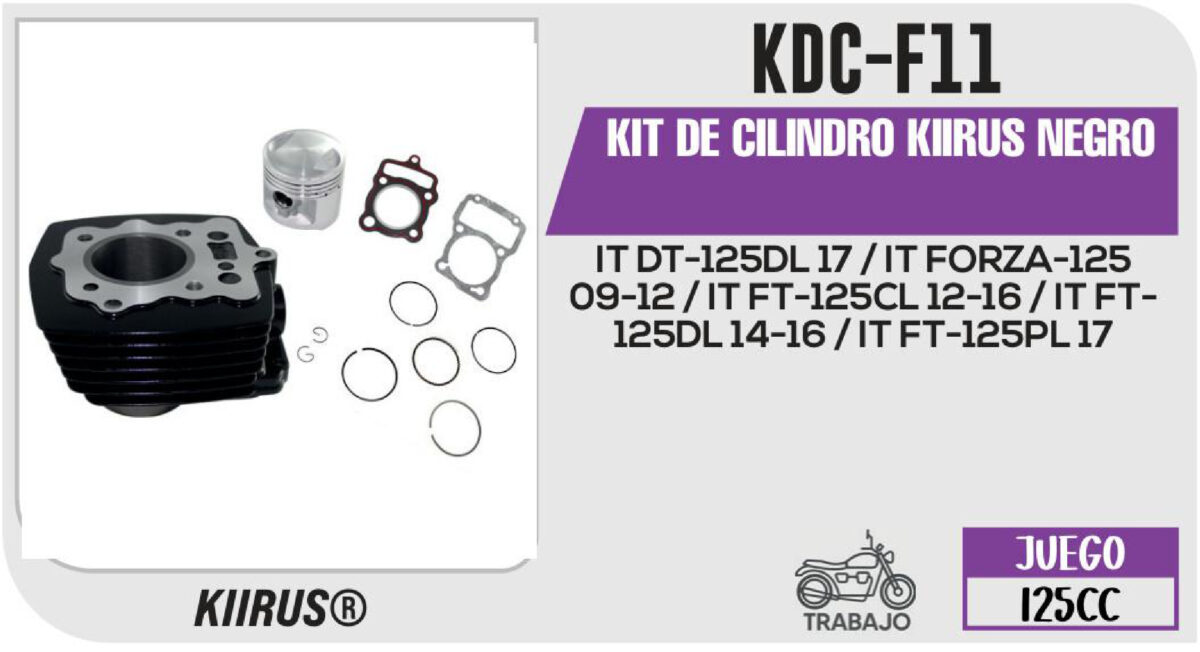 KIT DE CILINDRO NEGRO JUEGO: CILINDRO, PERNO, PISTON, ANILLOS, SEGURO, EMPAQUE