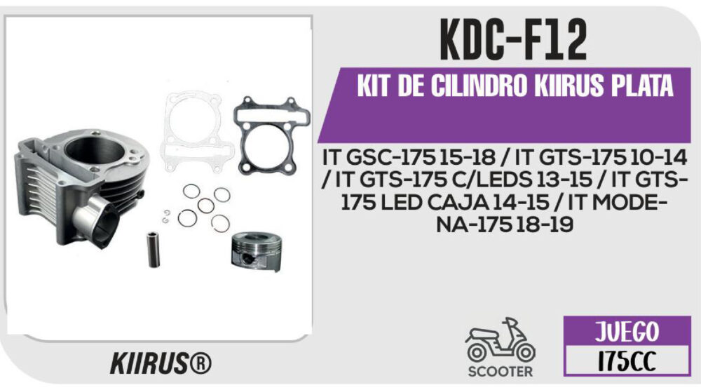 KIT DE CILINDRO PLATA JUEGO: CILINDRO, PERNO, PISTON, ANILLOS, SEGURO, EMPAQUE