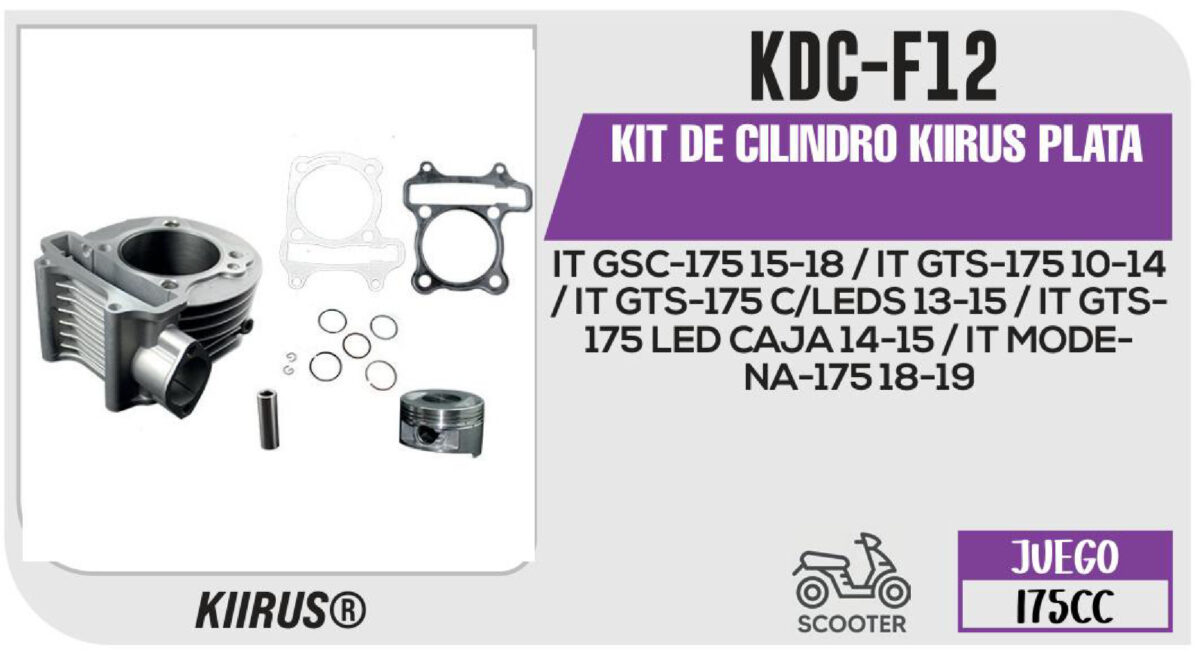 KIT DE CILINDRO PLATA JUEGO: CILINDRO, PERNO, PISTON, ANILLOS, SEGURO, EMPAQUE