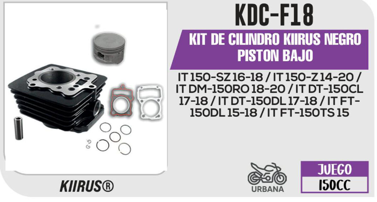 KIT DE CILINDRO NEGRO PISTON BAJO JUEGO: CILINDRO, PERNO, PISTON, ANILLOS, SEGURO, EMPAQUE