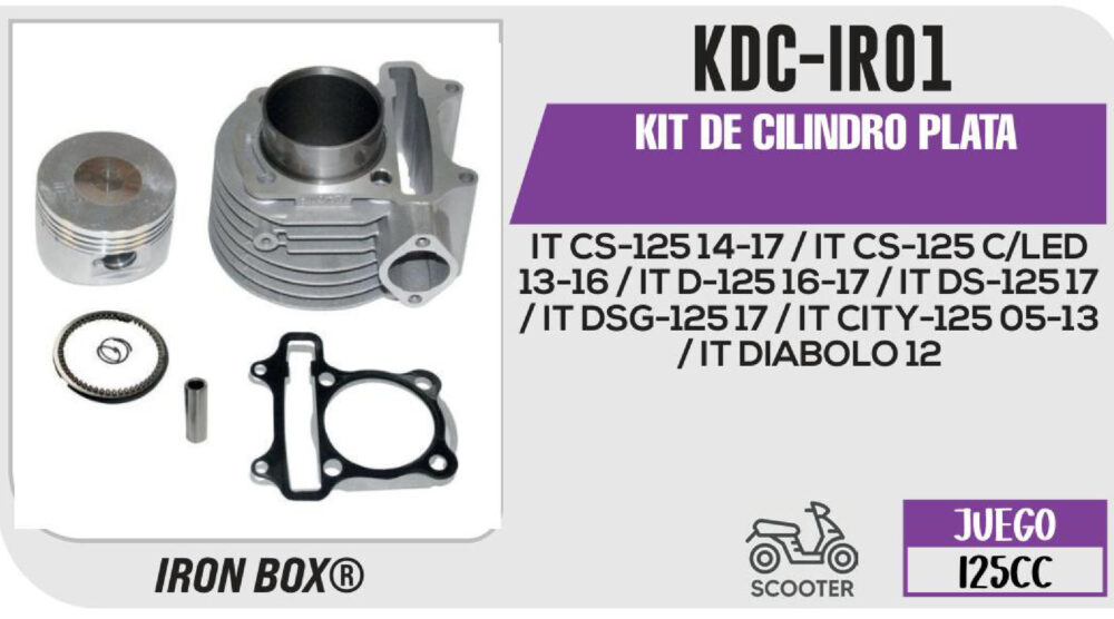 KIT DE CILINDRO PLATA-(KDC) JUEGO: CILINDRO, PERNO, PISTON, ANILLOS, SEGURO, EMPAQUE
