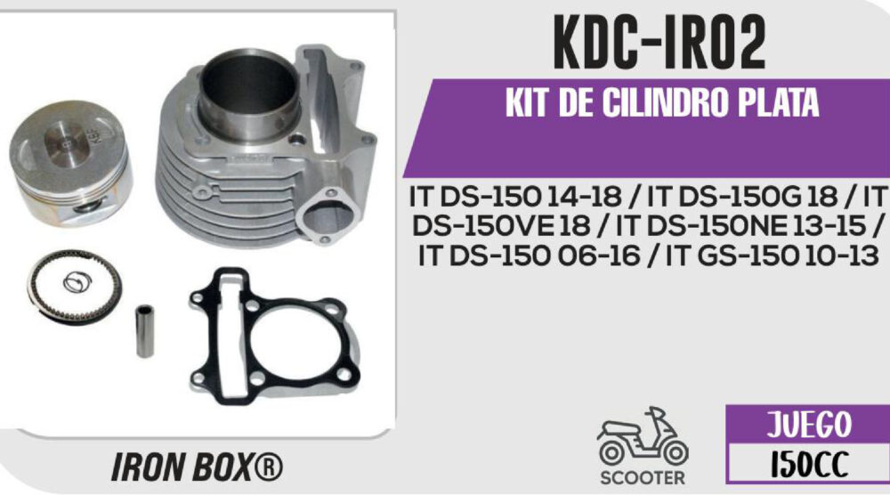 KIT DE CILINDRO PLATA-(KDC) JUEGO: CILINDRO, PERNO, PISTON, ANILLOS, SEGURO, EMPAQUE