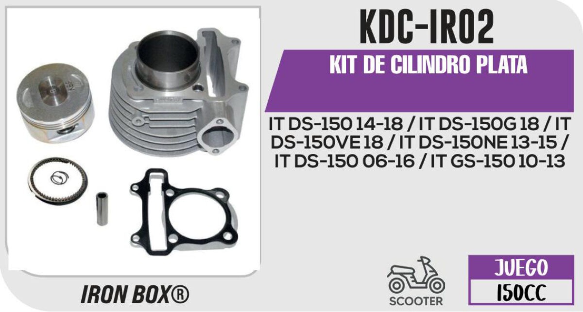 KIT DE CILINDRO PLATA-(KDC) JUEGO: CILINDRO, PERNO, PISTON, ANILLOS, SEGURO, EMPAQUE