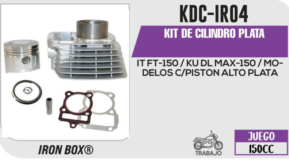 KIT DE CILINDRO PLATA-(KDC) JUEGO: CILINDRO, PERNO, PISTON, ANILLOS, SEGURO, EMPAQUE