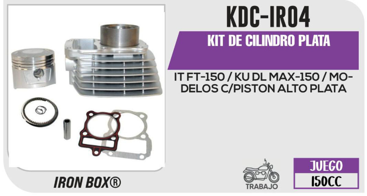KIT DE CILINDRO PLATA-(KDC) JUEGO: CILINDRO, PERNO, PISTON, ANILLOS, SEGURO, EMPAQUE