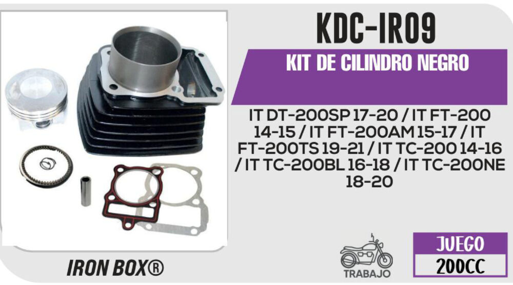 KIT DE CILINDRO NEGRO-(KDC) JUEGO: CILINDRO, PERNO, PISTON, ANILLOS, SEGURO, EMPAQUE