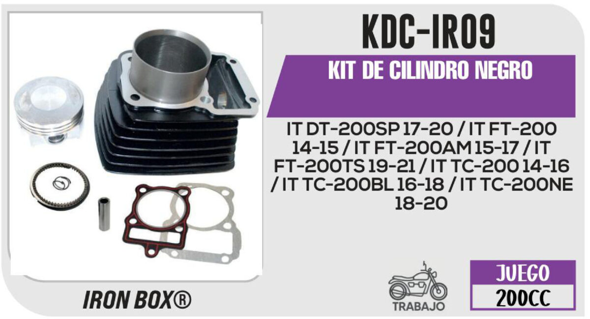 KIT DE CILINDRO NEGRO-(KDC) JUEGO: CILINDRO, PERNO, PISTON, ANILLOS, SEGURO, EMPAQUE