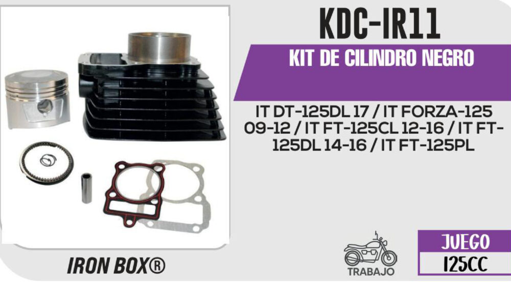 KIT DE CILINDRO NEGRO-(KDC) JUEGO: CILINDRO, PERNO, PISTON, ANILLOS, SEGURO, EMPAQUE