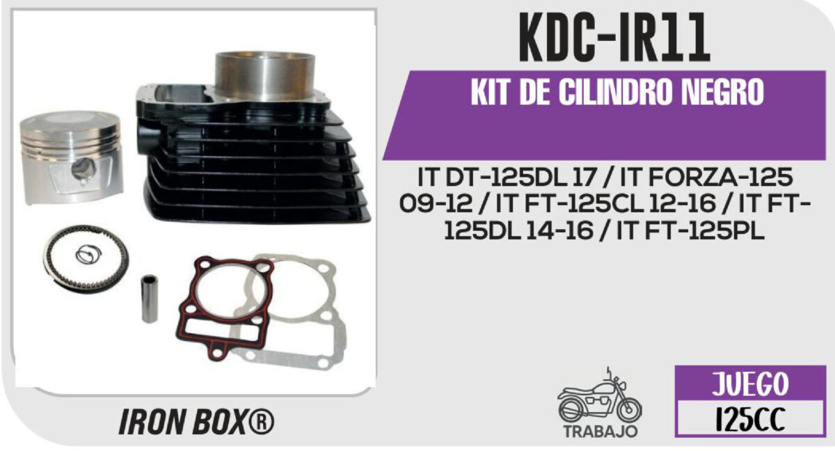 KIT DE CILINDRO NEGRO-(KDC) JUEGO: CILINDRO, PERNO, PISTON, ANILLOS, SEGURO, EMPAQUE