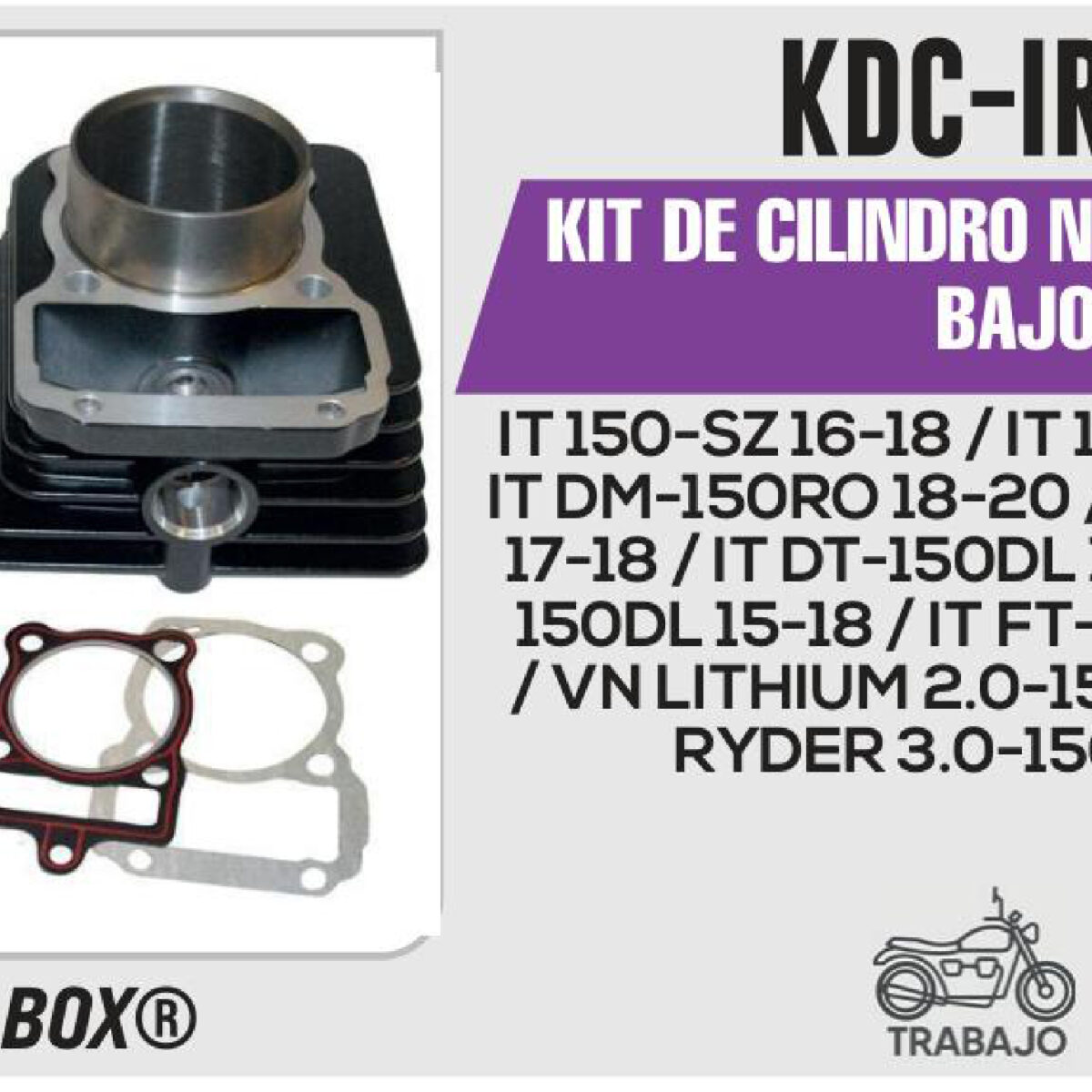 KIT DE CILINDRO NEGRO-(KDC) JUEGO: CILINDRO, PERNO, PISTON, ANILLOS, SEGURO, EMPAQUE