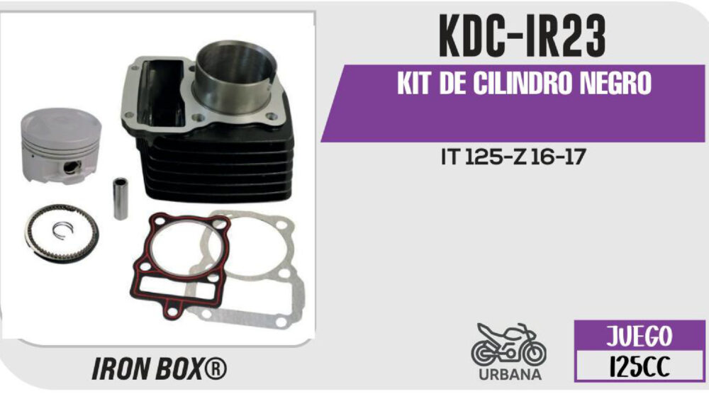 KIT DE CILINDRO NEGRO-(KDC) JUEGO: CILINDRO, PERNO, PISTON, ANILLOS, SEGURO, EMPAQUE