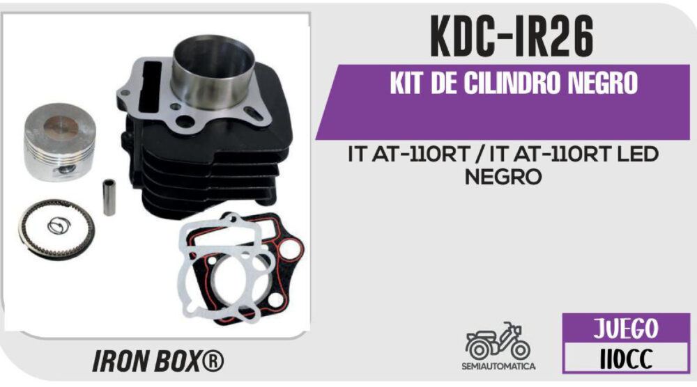 KIT DE CILINDRO NEGRO-(KDC) JUEGO: CILINDRO, PERNO, PISTON, ANILLOS, SEGURO, EMPAQUE