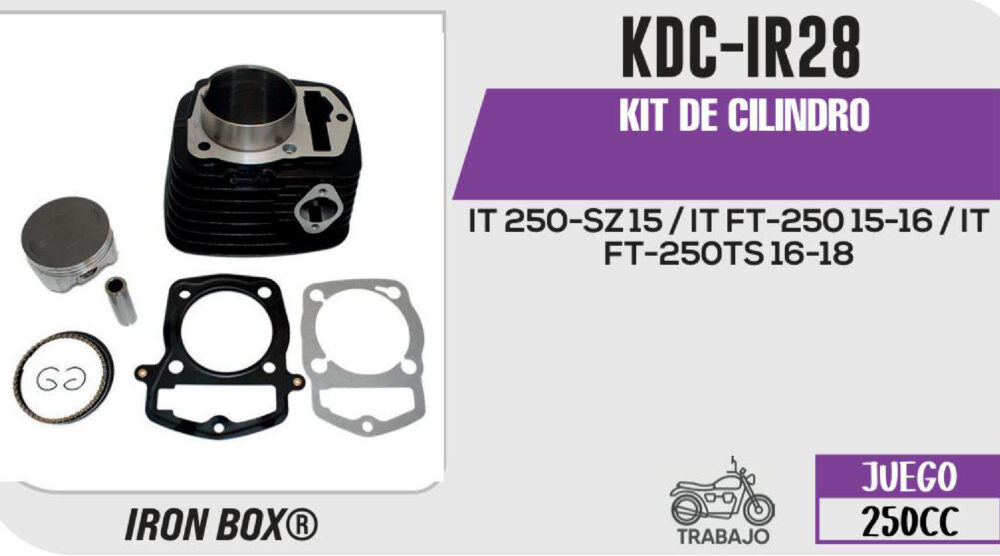 KIT DE CILINDRO NEGRO-(KDC) JUEGO: CILINDRO, PERNO, PISTON, ANILLOS, SEGURO, EMPAQUE