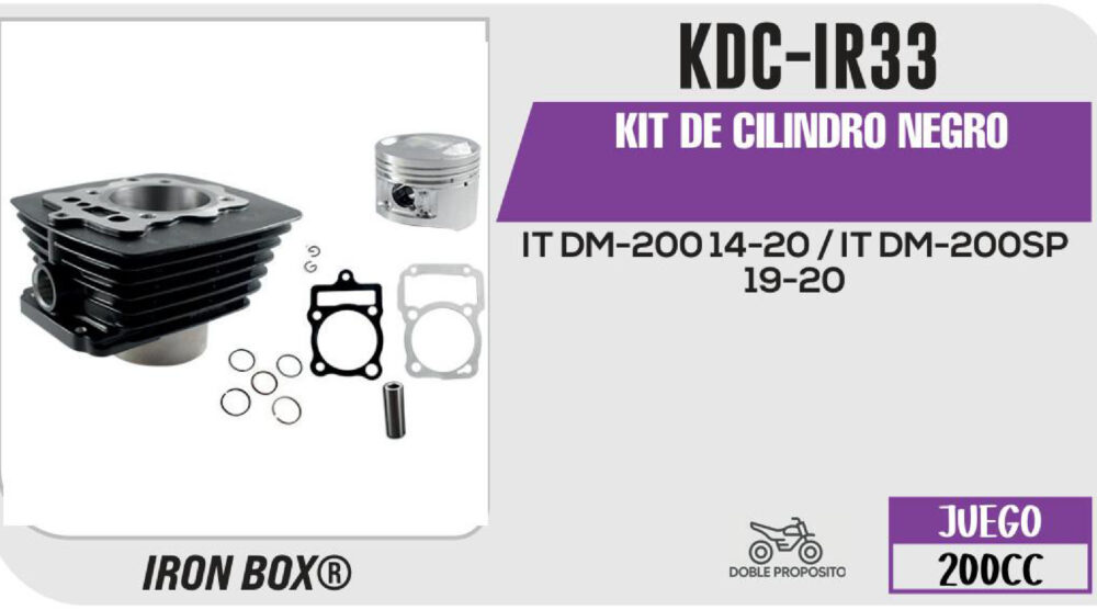 KIT DE CILINDRO NEGRO-(KDC) JUEGO: CILINDRO, PERNO, PISTON, ANILLOS, SEGURO, EMPAQUE