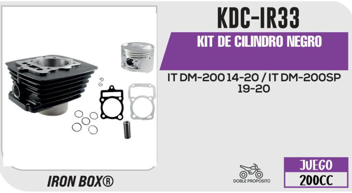 KIT DE CILINDRO NEGRO-(KDC) JUEGO: CILINDRO, PERNO, PISTON, ANILLOS, SEGURO, EMPAQUE
