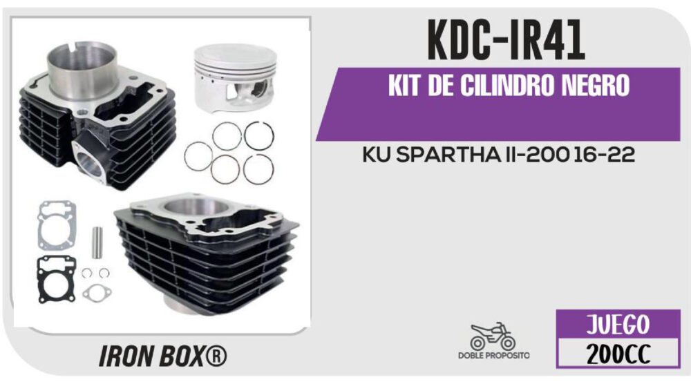 KIT DE CILINDRO NEGRO-(KDC) JUEGO: CILINDRO, PERNO, PISTON, ANILLOS, SEGURO, EMPAQUE