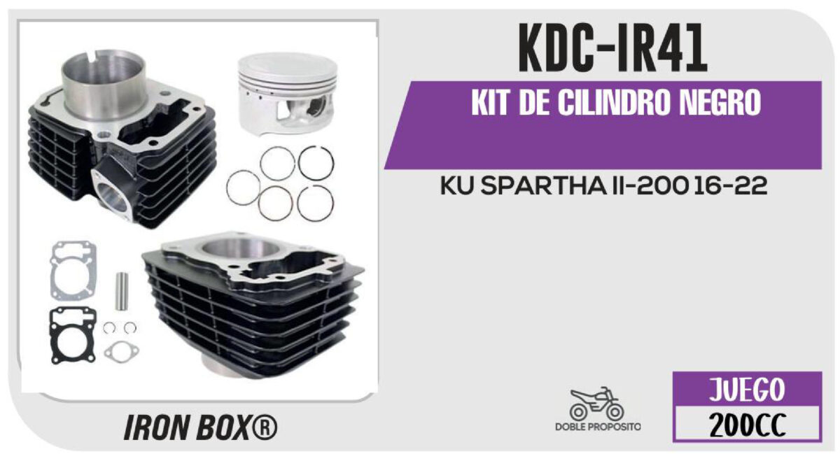KIT DE CILINDRO NEGRO-(KDC) JUEGO: CILINDRO, PERNO, PISTON, ANILLOS, SEGURO, EMPAQUE