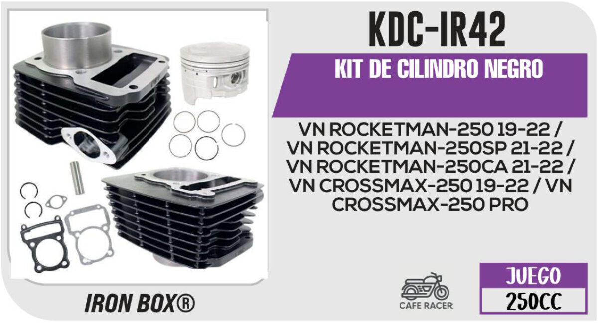 KIT DE CILINDRO NEGRO-(KDC) JUEGO: CILINDRO, PERNO, PISTON, ANILLOS, SEGURO, EMPAQUE