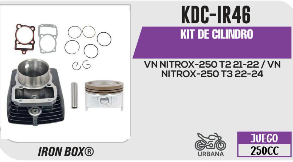 KIT DE CILINDRO -(KDC) JUEGO: CILINDRO, PERNO, PISTON, ANILLOS, SEGURO, EMPAQUE