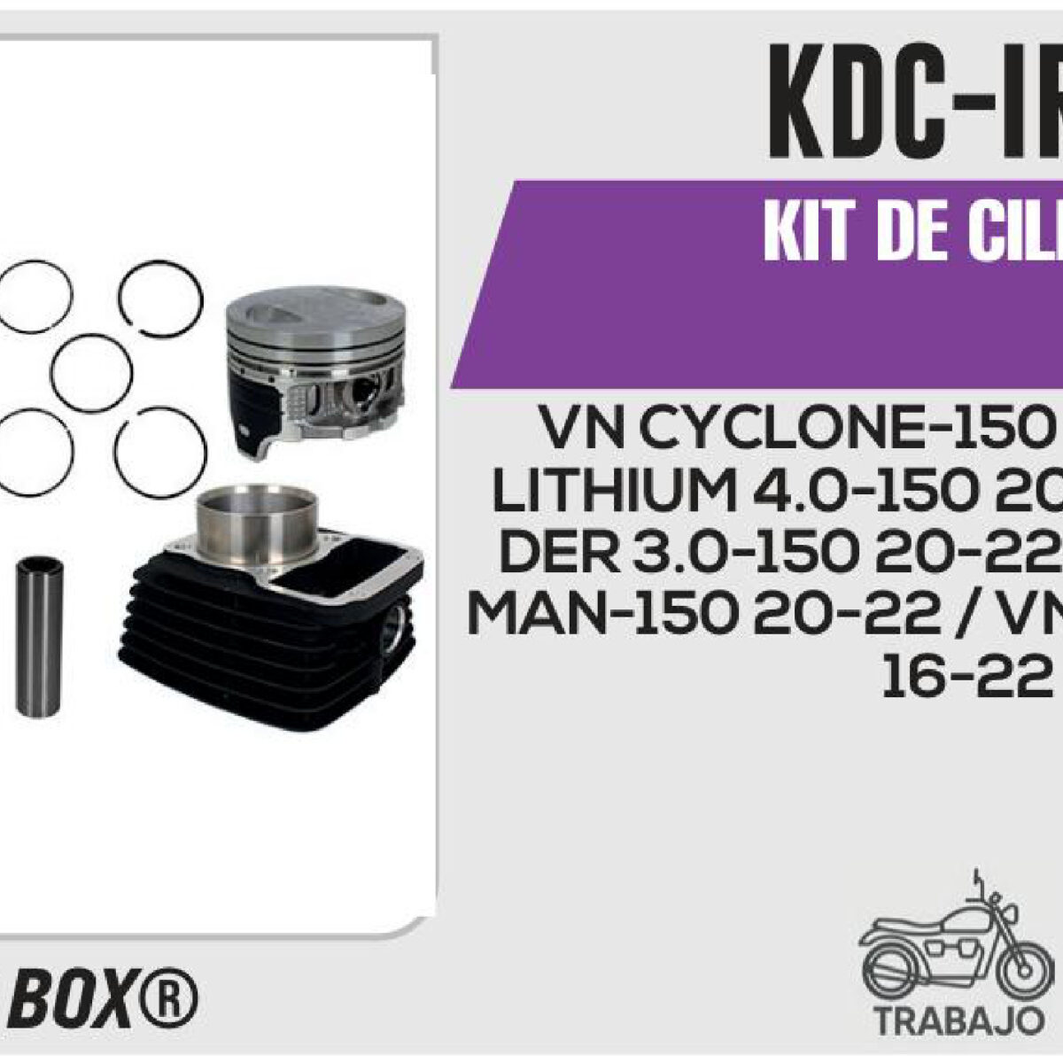 KIT DE CILINDRO-(KDC) JUEGO: CILINDRO, PERNO, PISTON, ANILLOS, SEGURO, EMPAQUE