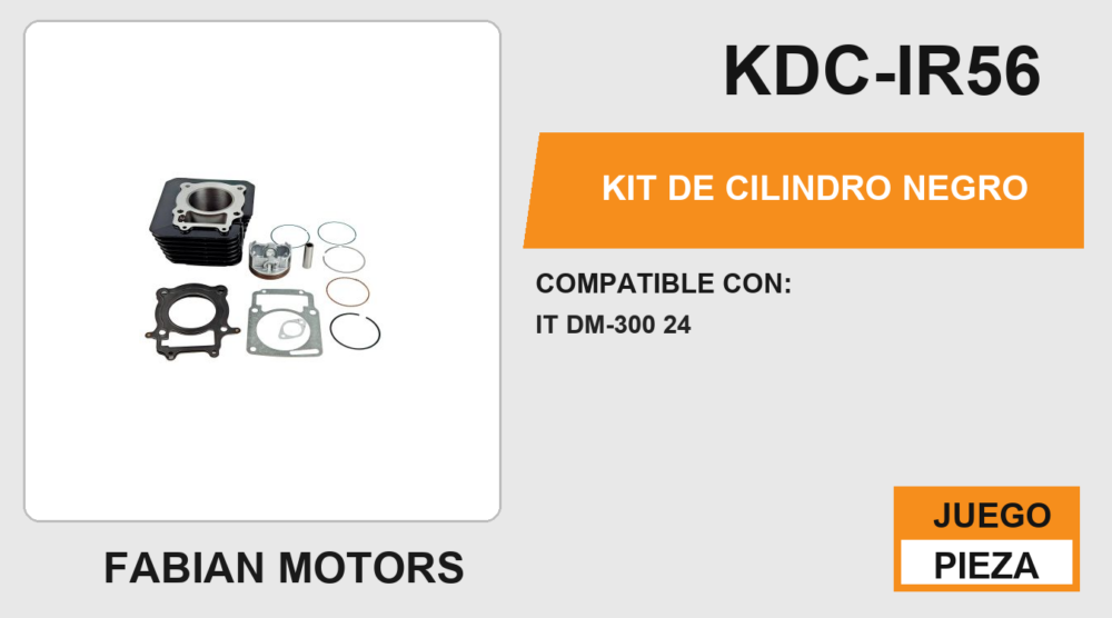 KIT DE CILINDRO NEGRO JUEGO: CILINDRO, PERNO, PISTON, ANILLOS, SEGURO, EMPAQUE