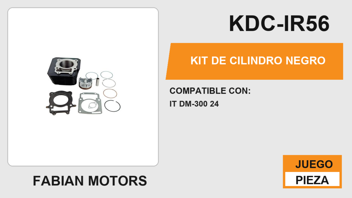 KIT DE CILINDRO NEGRO JUEGO: CILINDRO, PERNO, PISTON, ANILLOS, SEGURO, EMPAQUE