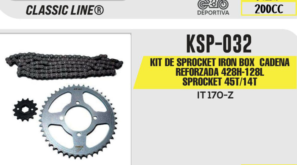 KIT DE SPROCKET CADENA REFORZADA 428H-128L SPROCKET 45T/14T