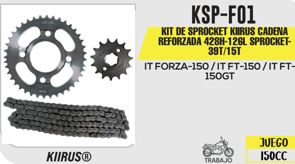 KIT DE SPROCKET CADENA REFORZADA 428H-126L 39T/15T
