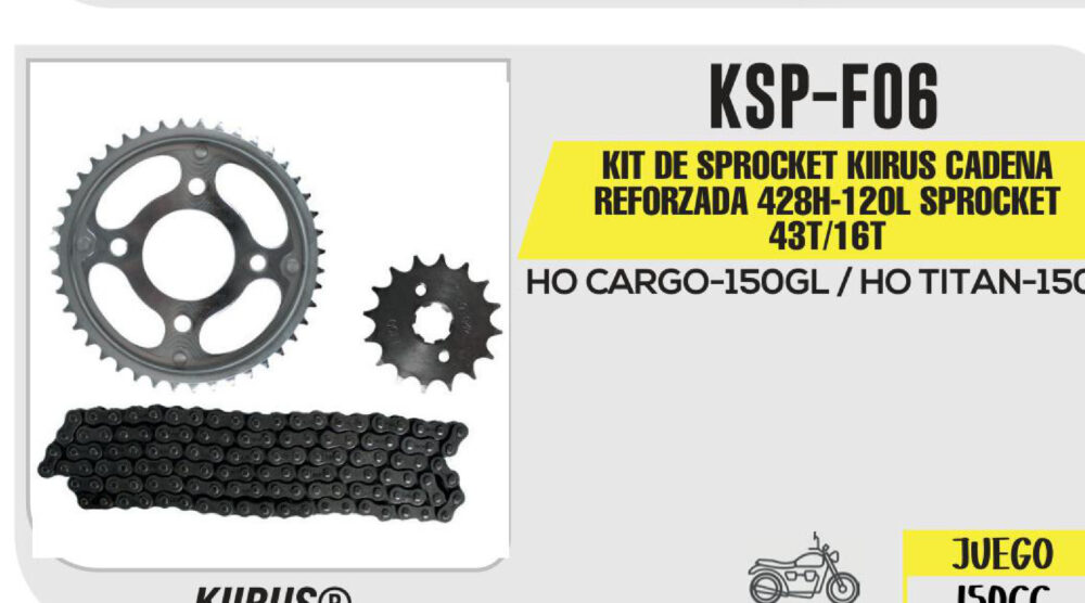 KIT DE SPROCKET CADENA REFORZADA 428H-120L 43T/16T