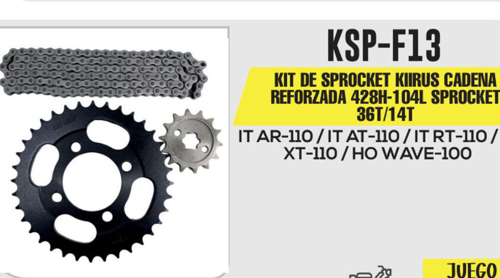 KIT DE SPROCKET CADENA REFORZADA 428H-104L SPROCKET 36T/14T