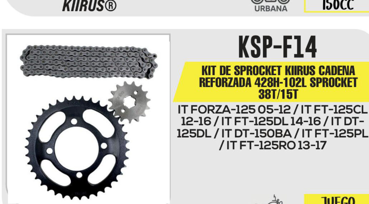 KIT DE SPROCKET CADENA REFORZADA 428H-102L SPROCKET 38T/15T