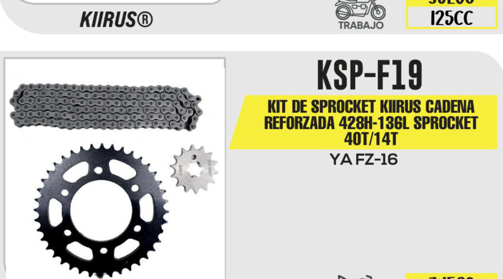 KIT DE SPROCKET CADENA REFORZADA 428H-136L SPROCKET 40T/14T