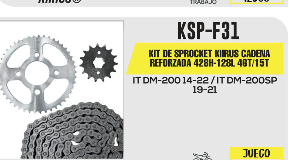 KIT DE SPROCKET CADENA REFORZADA 428H-128L SPROCKET 46T/15T
