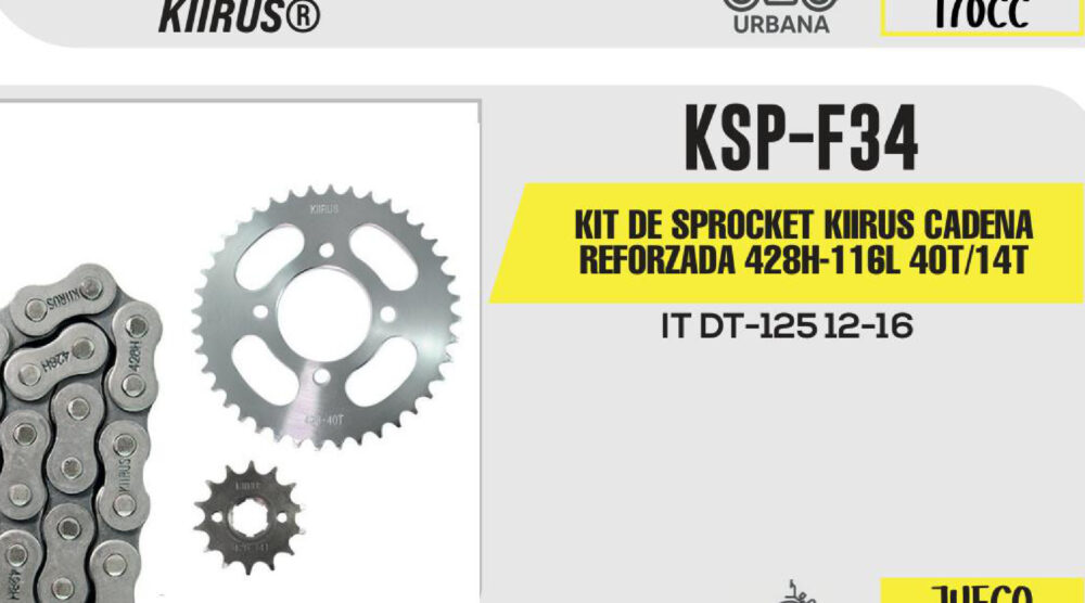 KIT DE SPROCKET CADENA REFORZADA 428H-116L 40T/14T