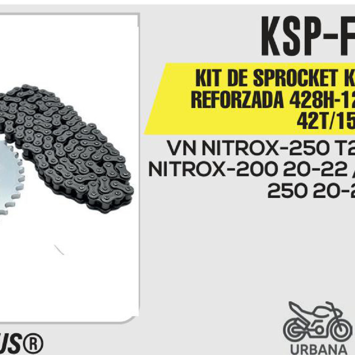 KIT DE SPROCKET CADENA REFORZADA 428H-124L 42T/15T