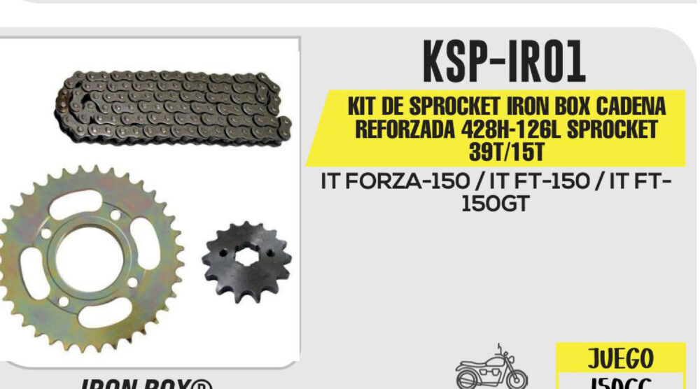 KIT DE SPROCKET CADENA REFORZADA 428H-126L SPROCKET 39T/15T