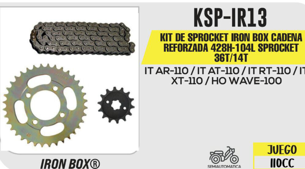 KIT DE SROCKET CADENA REFORZADA 428H-104L SPROCKET 36T/14T