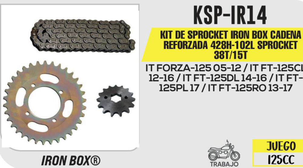 KIT DE SPROCKET CADENA REFORZADA 428H-102L SPROCKET 38T/15T