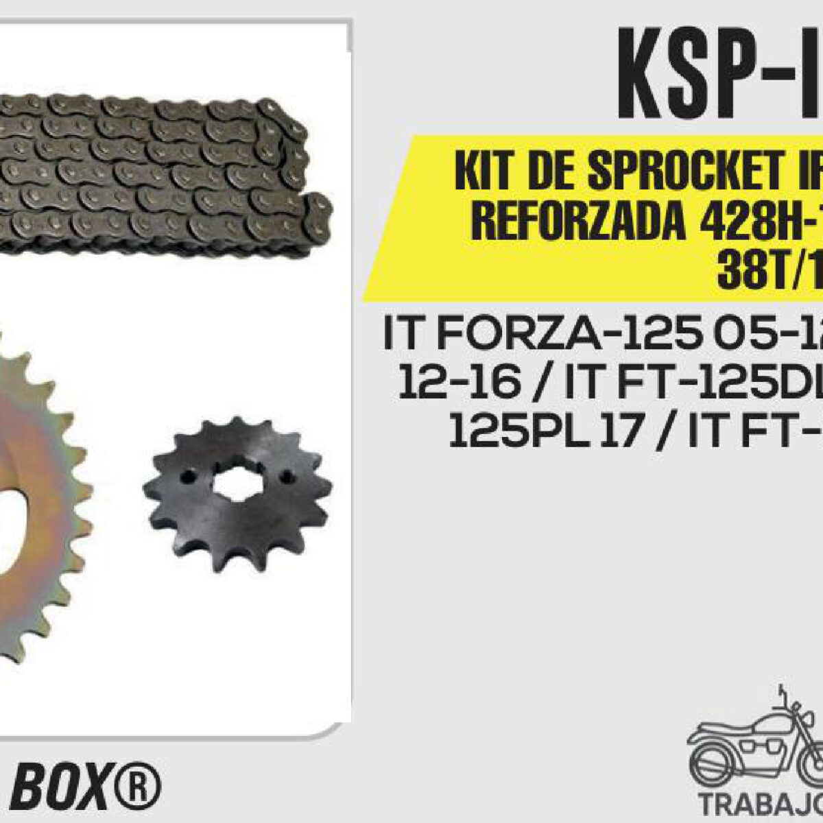 KIT DE SPROCKET CADENA REFORZADA 428H-102L SPROCKET 38T/15T