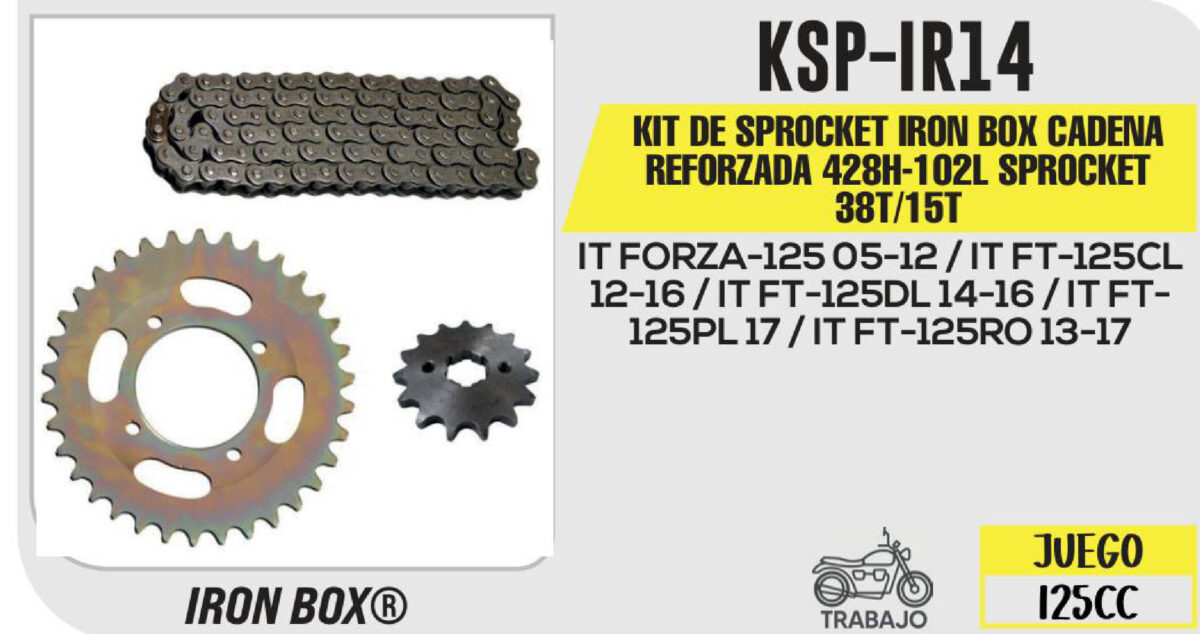 KIT DE SPROCKET CADENA REFORZADA 428H-102L SPROCKET 38T/15T