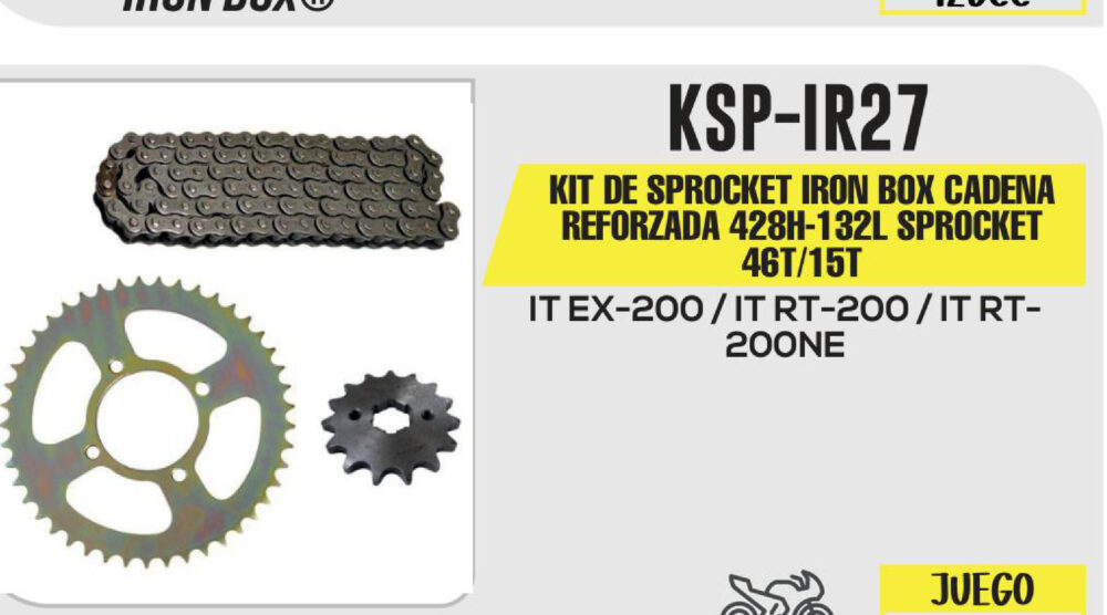 KIT DE SPROCKET CADENA REFORZADA 428H-132L SPROCKET 46T/15T