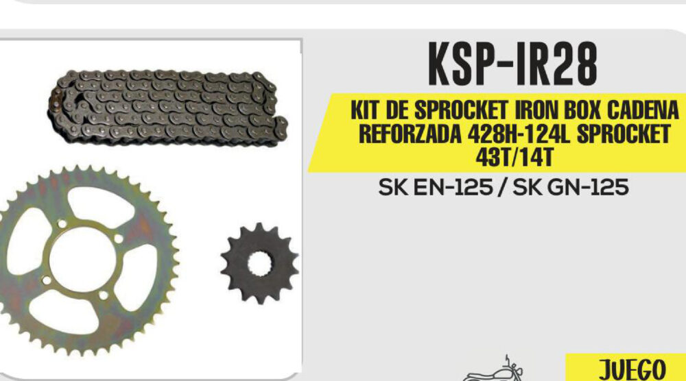 KIT DE SPROCKET CADENA REFORZADA SPROCKET 43T/14T 428H-124L